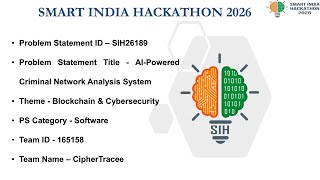 SIH 26189 | CIPHER TRACE | DEMO VIDEO PRESENTATION |CRIMESYNC | SIH-2026
