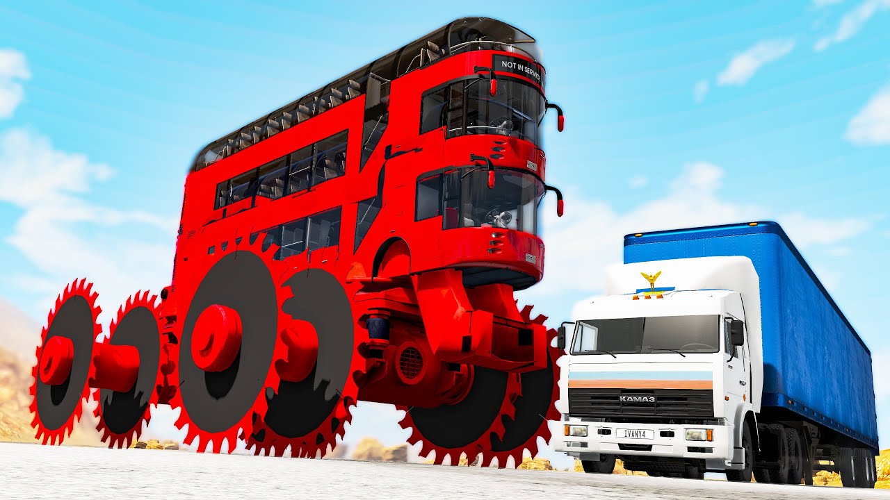 Giant Wheel Saw Monster crushes cars - Beamng drive