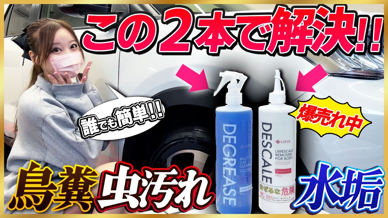 【洗車】頑固な水垢、花粉・鳥糞・黄砂等、この2本があれば簡単除去!!洗車機派にもスプレーして入れるだけなので超オススメ!! 【LIFIX/DESCALE&DEGREASE】