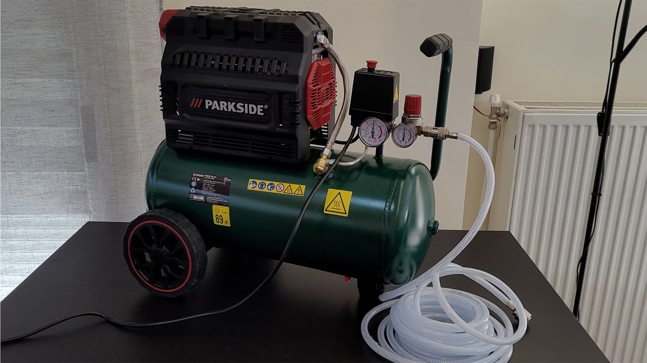 Parkside Quiet Compressor PSKO 24 A1 TESTING - YouTube