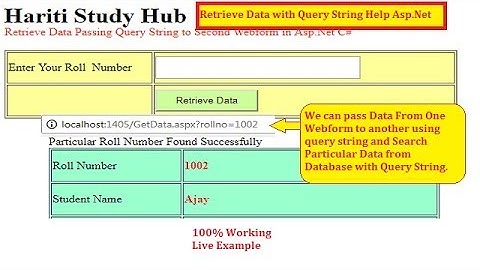Retrieve Searched Data By Passing ID with Query String Asp.Net C# | Hindi | Free Online Classes