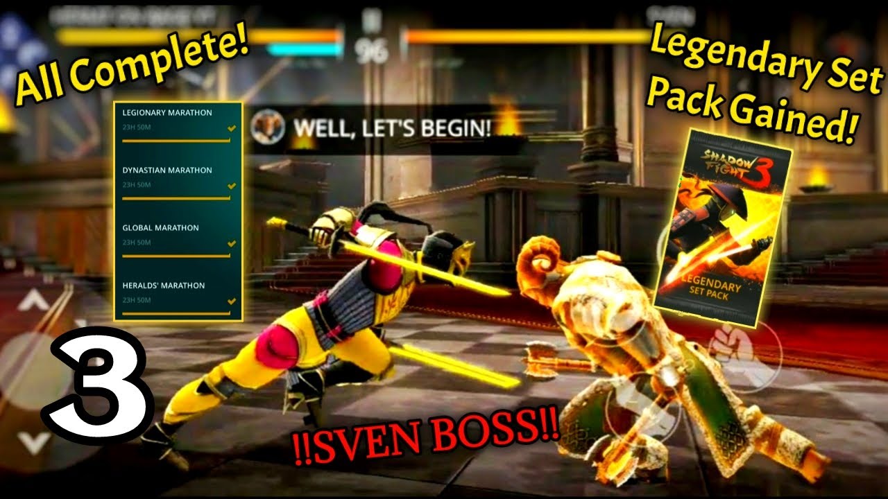 Shadow Fight 3 | SVEN BOSS FIGHT | Global Marathon (Set Pack!) + Marcus Plane I(Completed!) [Part-3]