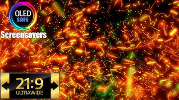 21:9 Ultrawide Fire Embers Multicolor Screensaver - 10 Hours - 4K - OLED Safe