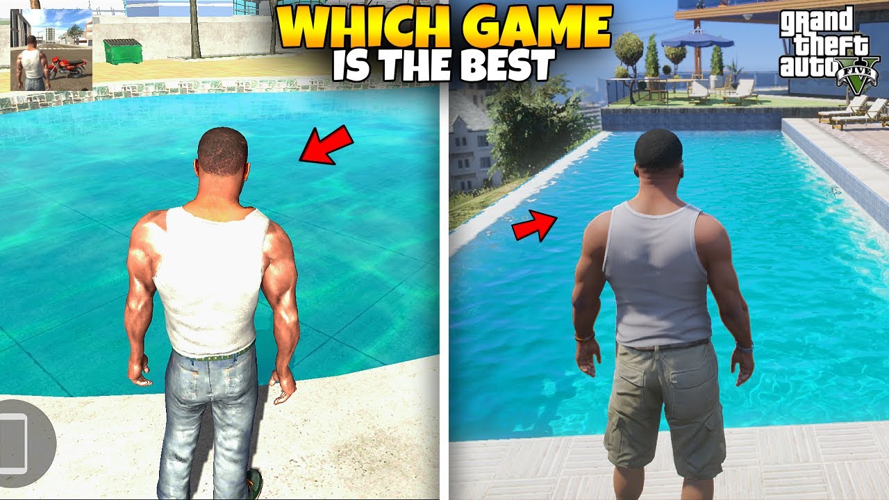 WHICH IS BEST SWIMMING POOL IN INDIAN BIKES DRIVING 3D VS GTA5😱