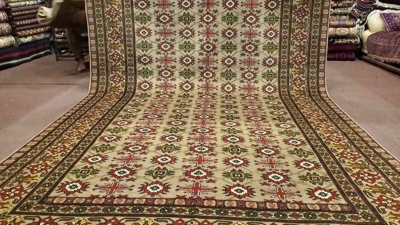 Light Green Turkmen Rug, 2m X 3m / 7′ X 10′ Hand-Knotted Afghan Wool Rug