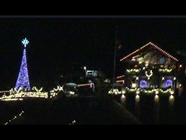 Live camera Gatlinburg Tennessee Skybridge Skylift front view. Winter Magic Christmas lights weather