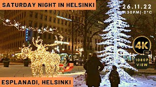 Saturday Night in Helsinki, Finland! Walking from Esplanadi to CIty Centre! Christmas Lights!