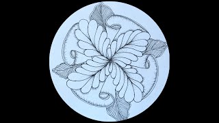 ➰Step by Step Zentangle Flower pattern design drawing tutorial➰