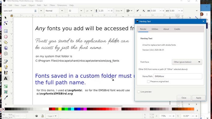 Hershey Text: An Inkscape extension for engraving fonts