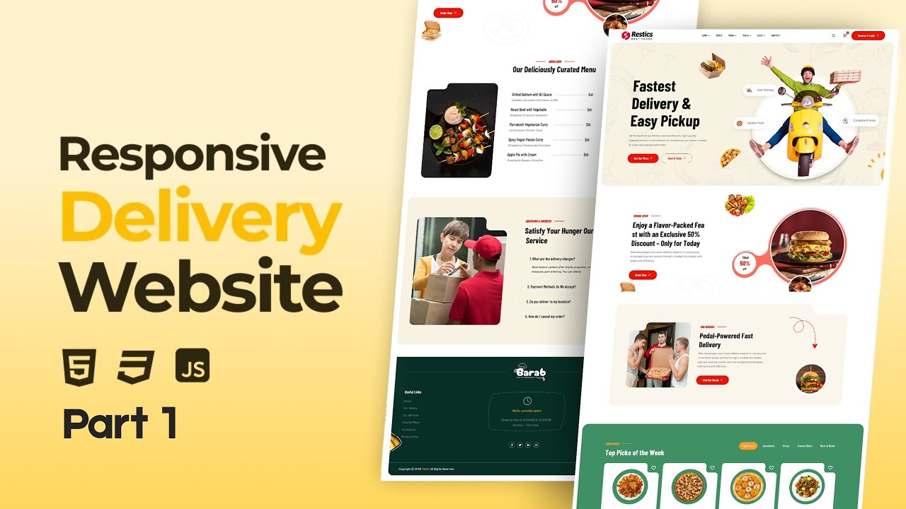 Responsive Food Delivery Website Design Using HTML CSS & JavaScript ...