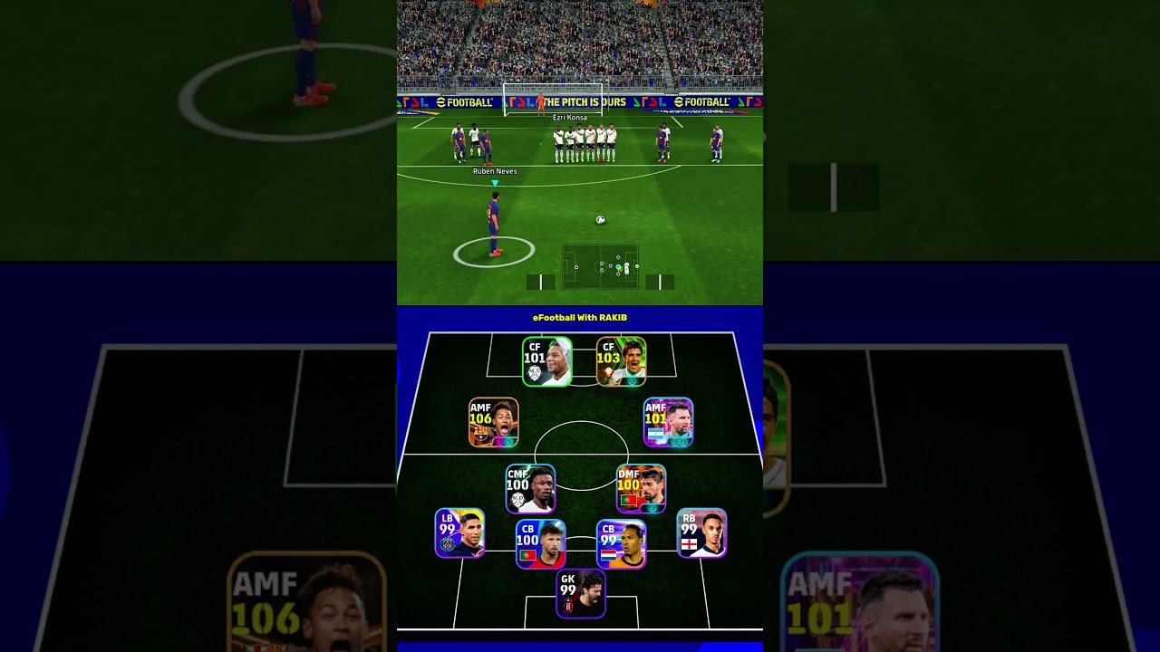 Ruben Neves 100 show time card🔥best free kick goal in efootball 2025💥🥶💀|| 