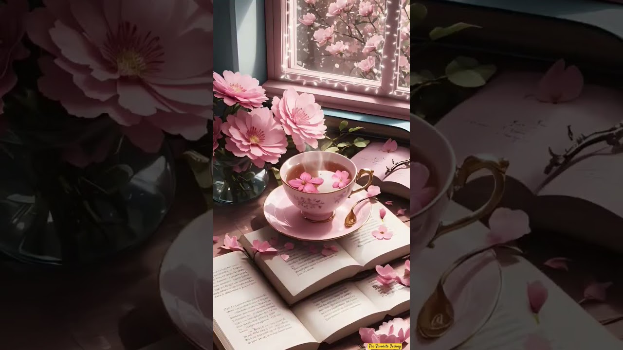Snowfall, Tea, Books and Flowers. 💕☕🌸 