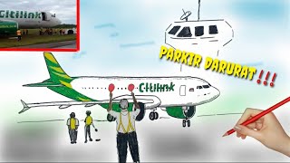 Loh, Gambaran Ilustrasi Pesawat Citilink Parkir Darurat Di Bandara - Layar Bergambar