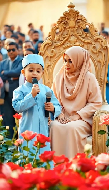 Ya Rabbe Mustafa Naat oleh Cute Kid 🎤 | Ibu-ibu Menonton dari Kerumunan 💖 | #shorts #naat #viral