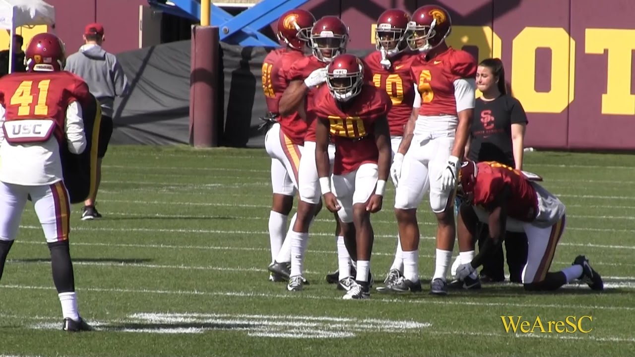 Wide Receiver Drills 3/30 USC Spring Practice YouTube