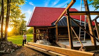 Making Log Cabin Bigger / Lifting Heavy Roof Beams