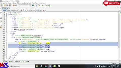 Dropdown button in html using bootstrap in hindi | Dropdown in menu list using bootstrap | Dropdown