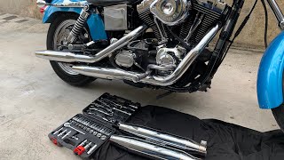 【tc88 FXDL】20年10万キロハーレーローライダーのサイレンサーを交換する