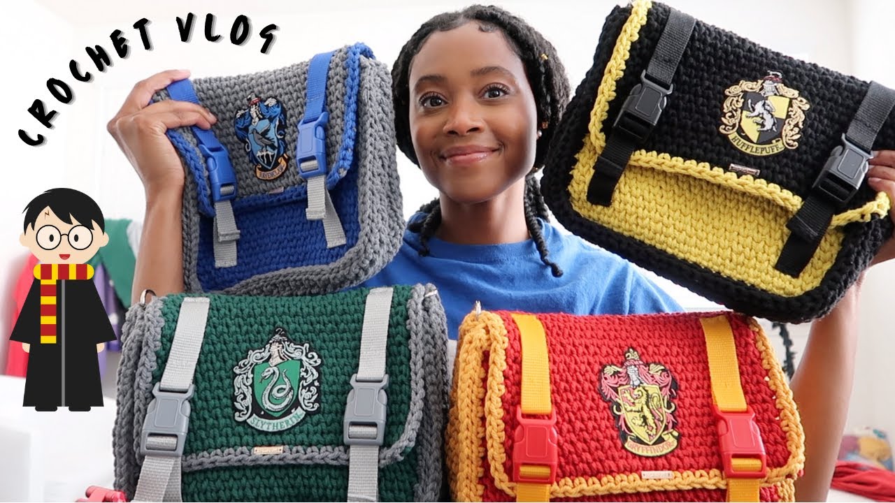 crocheting messenger bags inspired by hogwarts 4 houses