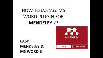 MENDELEY: INSTALL MS WORD PLUGIN