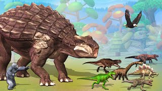 Ankylosaurus vs Tyrannosaurus Rex Scarface Triceratops Velociraptor and Gorilla comedy video