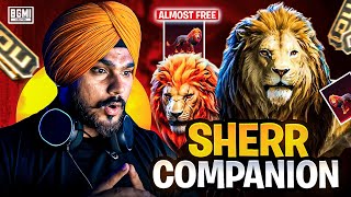 GOT SHER COMPANION ALMOST FREE 🦁 BGMI LUCKIEST EVER CRATE OPENING 😍