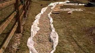 Drainage yard line, curtain drain, french drain, standing water in yard, and downspout drainage