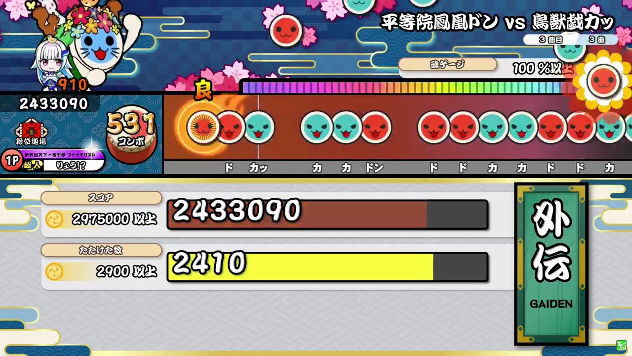 平等院鳳凰ドン vs 鳥獣戯カッ (裏譜面) 初見全良 【太鼓の達人】