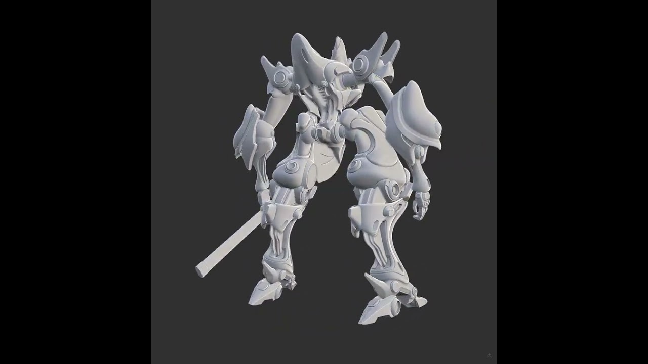 Reaper-1 Robot Statue 3D Model Design with Assembly Key, 3D Digital Printing for 3D Printers Mecha