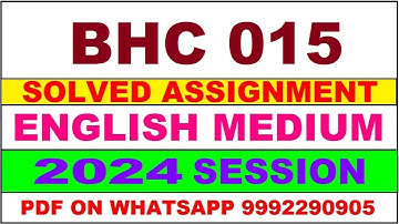 bhc 15 solved assignment 2024 | bhc 15 solved assignment in english 2023-24 | bhc 15 2024