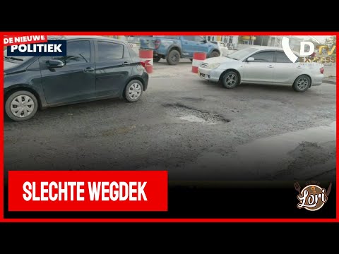 🚀 De Nieuwe Politiek LIVE • slechte wegdek hoek Van het Hogerhuysstrt en Slangenhoutstr (Suriname)