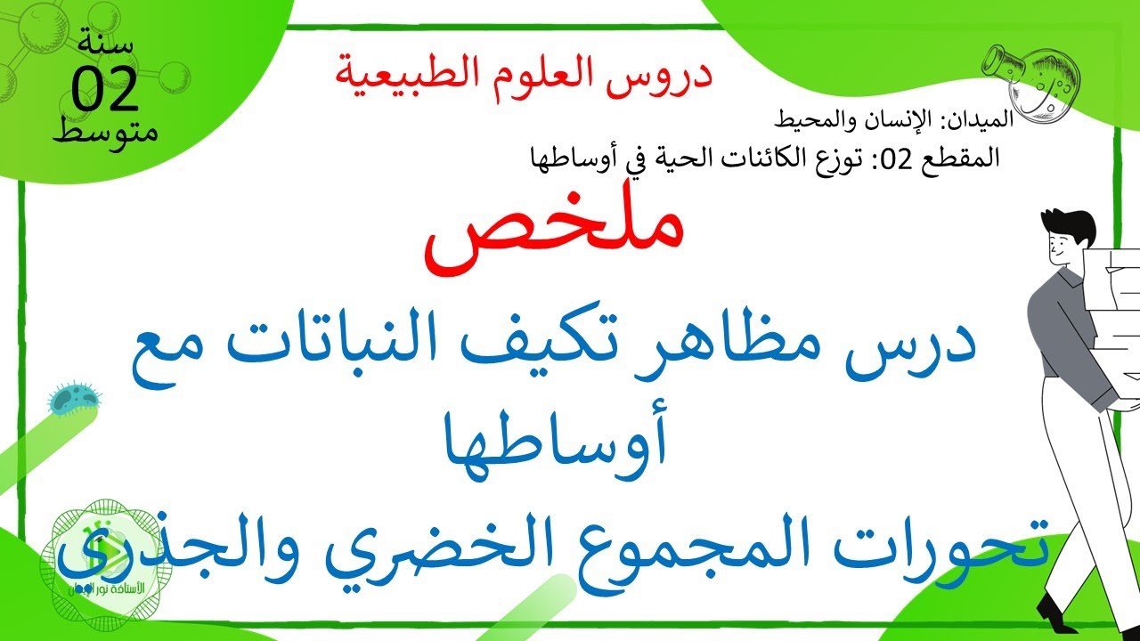 ملخص درس مظاهر تكيف النباتات مع أوساطها - تحورات المجموع الخضري والجذري - علوم طبيعية سنة 02 متوسط