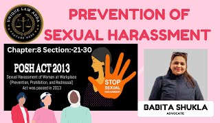 POSH Act 2013 Chapter 8 (Sections 21-30) Explained |Sexual Harassment Law|Class- 8|By Babita Shukla
