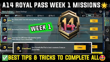A14 WEEK 1 MISSION 🔴 PUBG WEEK 1 MISSION EXPLAINED🔴 A14 ROYAL PASS WEEK 1 MISSION🔴 C9S25 RP MISSIONS
