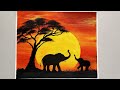 African Sunset - How to Paint AFRICAN SUNSET / Step by step Acrylic painting for Beginners