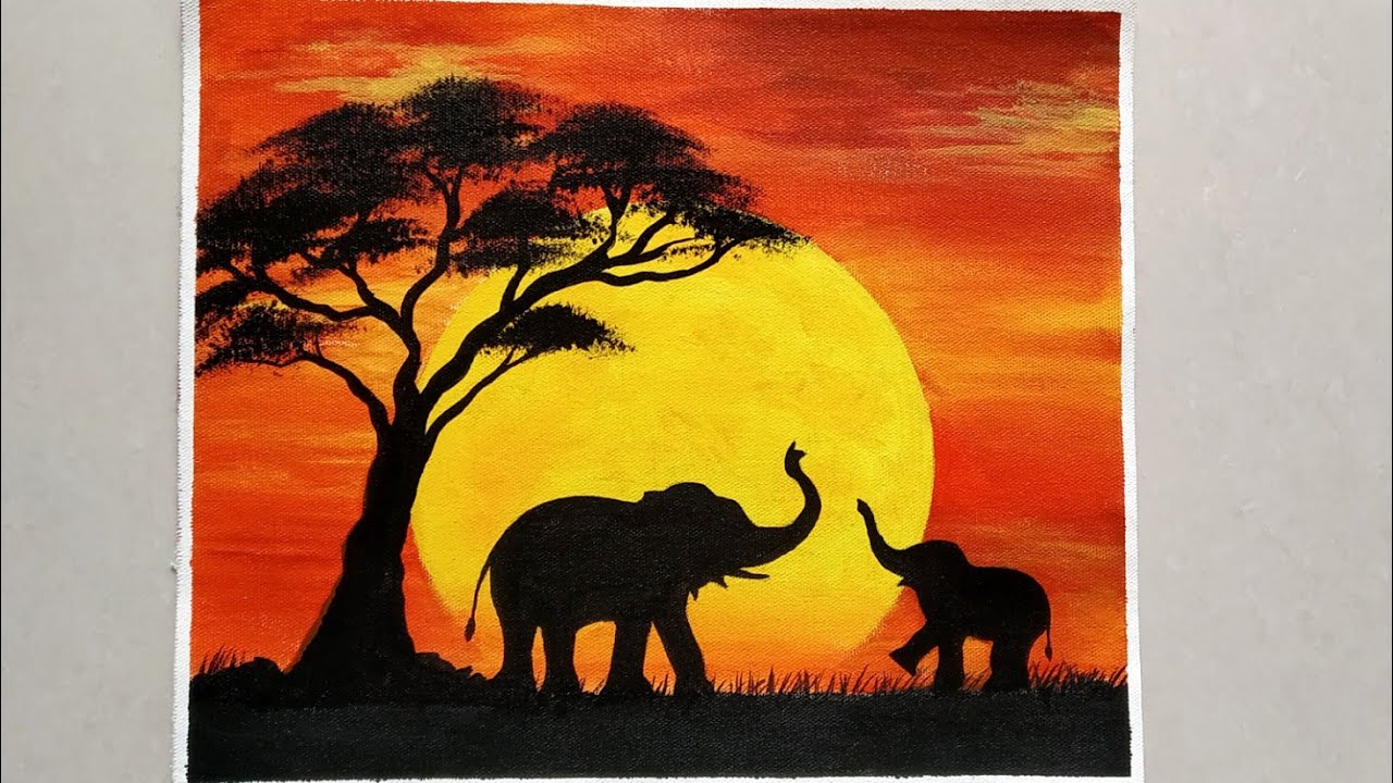 African Sunset - How to Paint AFRICAN SUNSET / Step by step ...