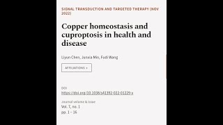 Copper Homeostasis And Cuproptosis In Health And Disease Rtcl.tv
