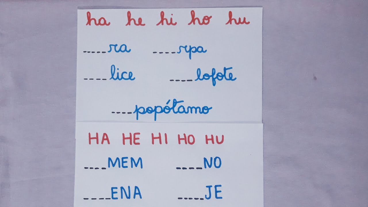 Complete as palavras com Ha He Hi Ho Hu - Lendo e escrevendo - Família ...