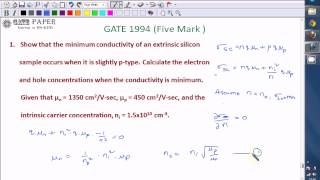 Celebrity GATE 1994 ECE Minimum conductivity of extrinsic semiconductor occurs when it is slightly p type Profile