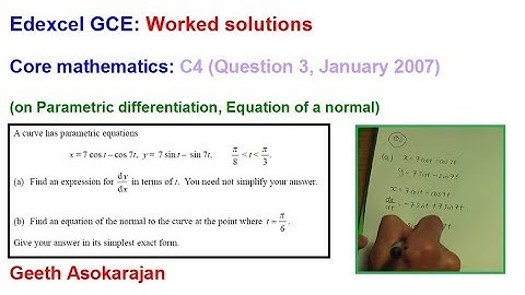 Edexcel AS/A-Level Maths Question C4 Jan 2007 Q3 (Parametric differentiation, Normal equation)