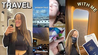 TRAVEL WITH ME! mini glow up, amazon travel haul, carry on essentials + airport vlog! part 2!