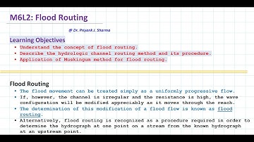 Module-6 Lecture-2: Flood Routing