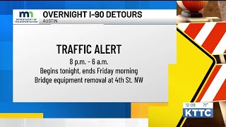 Overnight I-90 detours near Austin