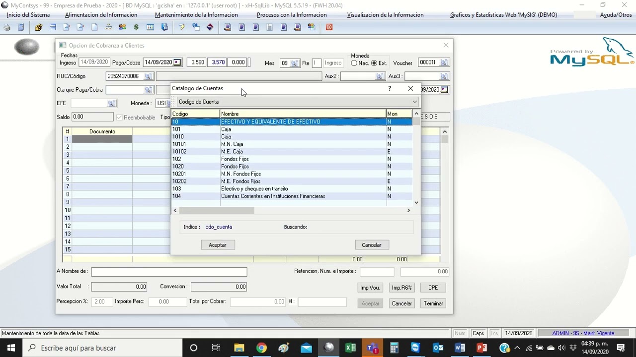 MyContsys 2022 Ingreso de Cobranzas