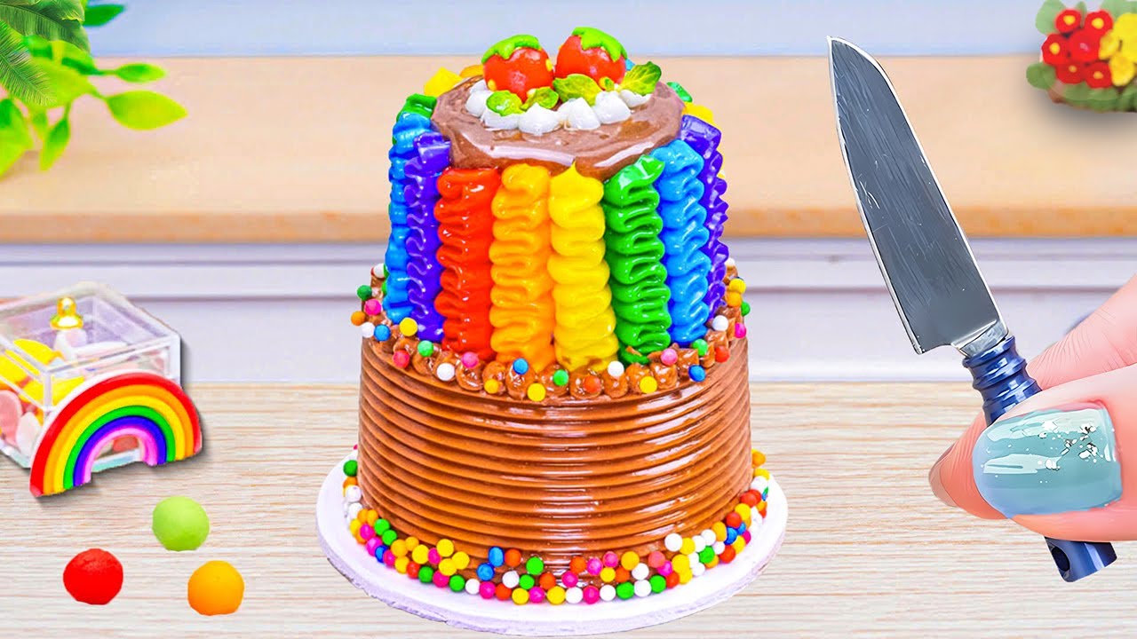 Mini Rainbow Cake Recipe With Chocolate 🌈 Amazing 2Tier Mini Rainbow Cake Ideas 💞 Sweet Cakes