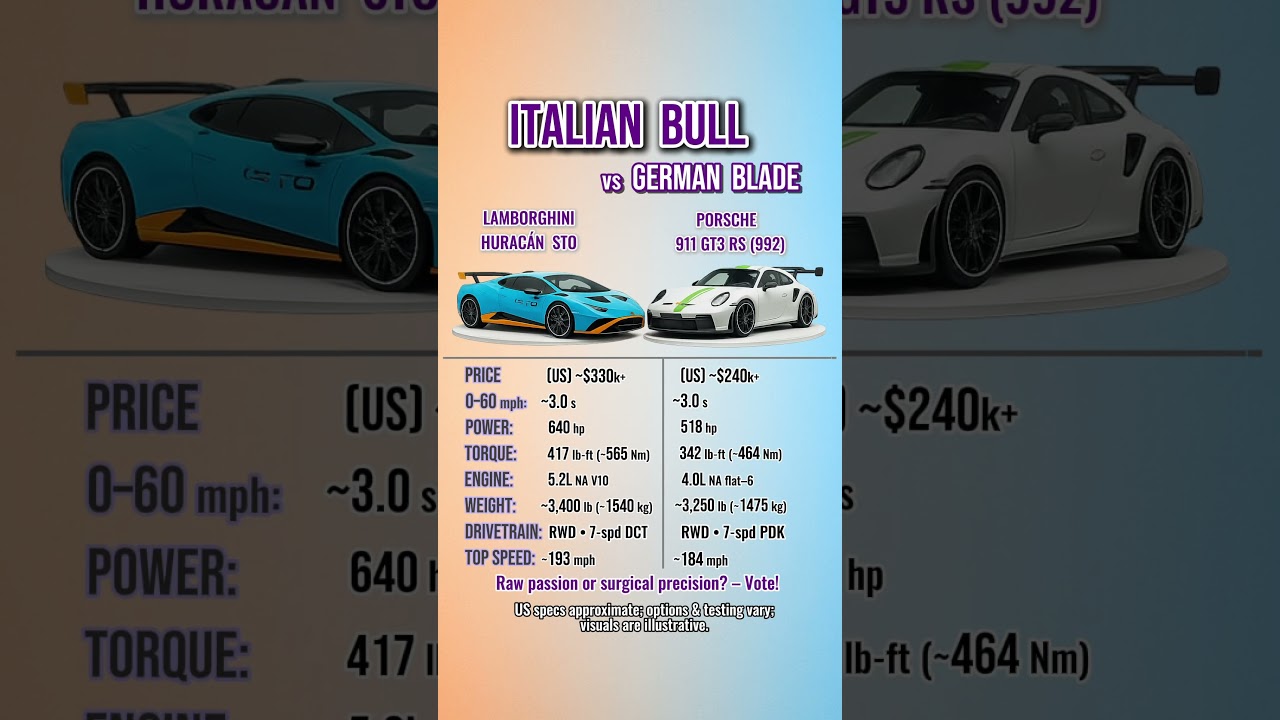 Huracán STO vs 911 GT3 RS — Passion or Precision?
