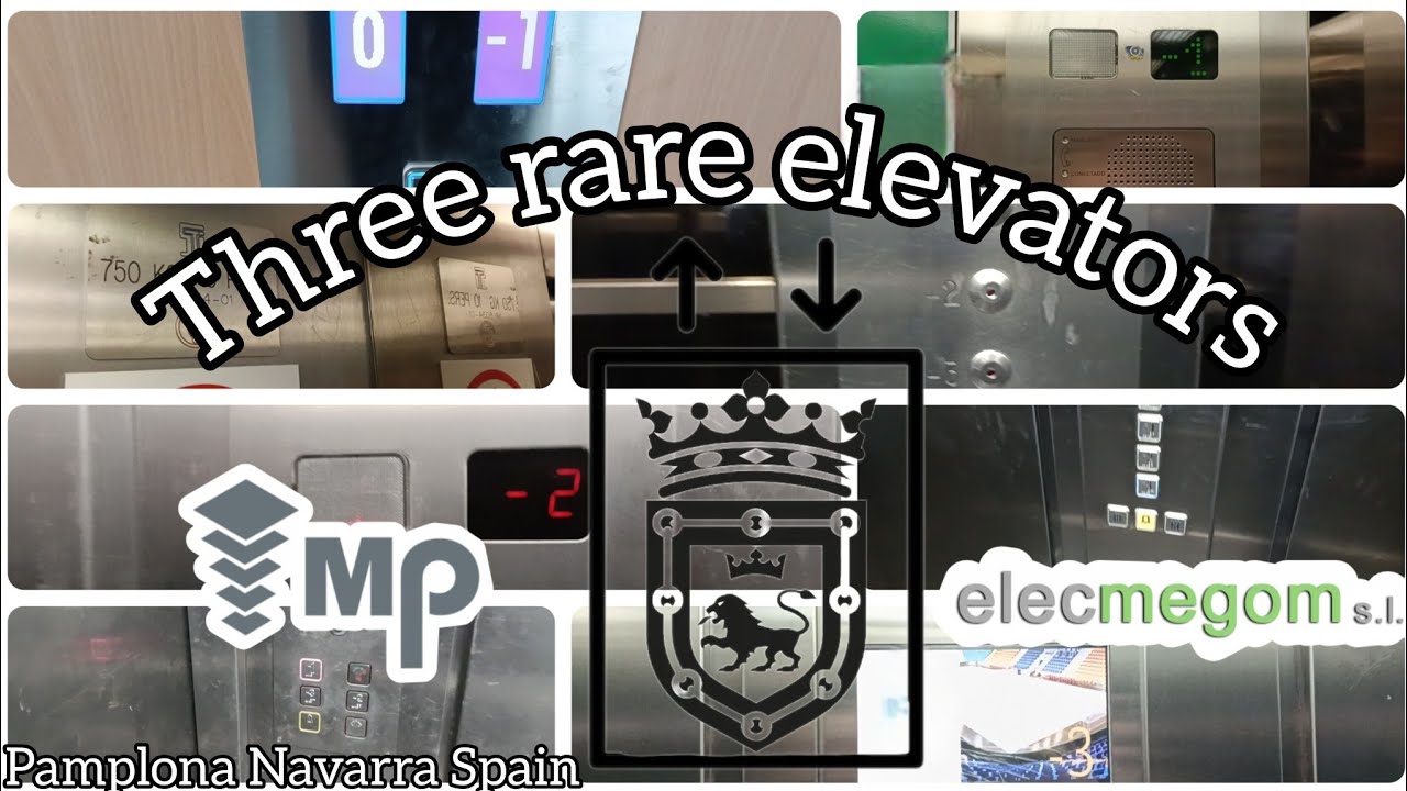 Three rare elevators, X1MP Elecmegon Lógic, X1Elecmegon,X1MP FreightElevator. Pamplona,Navarra,Spain