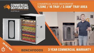 COMMERCIAL DEHYDRATOR: 1 Zone / 16 Tray / 2.56m² Tray Area