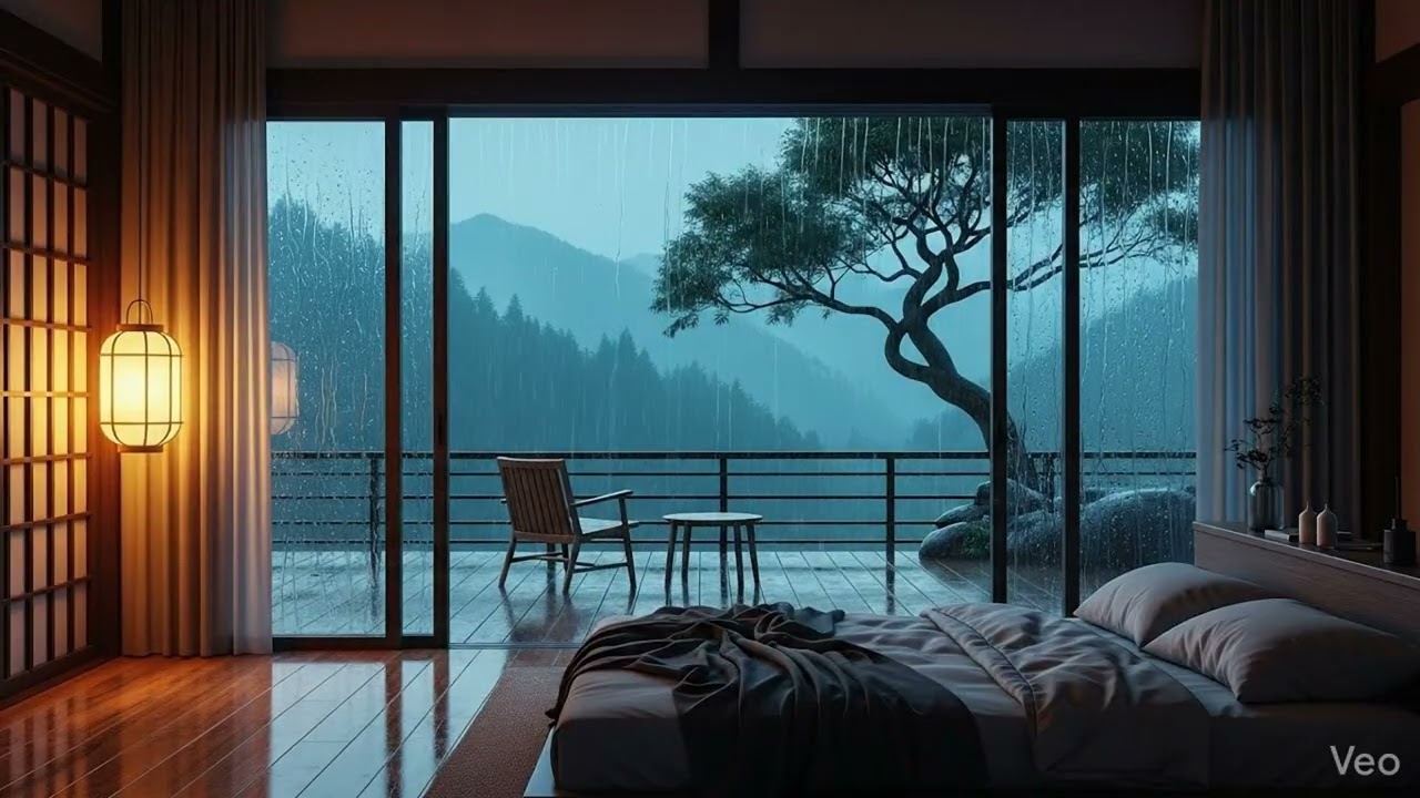 Soft Rain on Window in a Japanese Room | Deep Sleep & Relaxation ASMR”