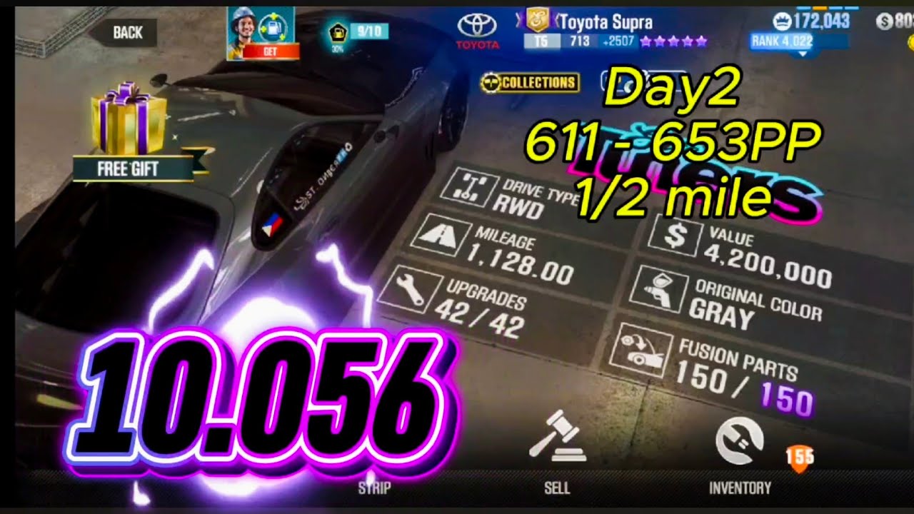 CSR2 TOURNAMENT Toyota Supra - 10.056 only | 611 - 653PP | DAY2